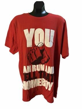 2 Monkeys Graphic T-Shirt XL Red Tee “You Can Run And Tell That Homeboy”
